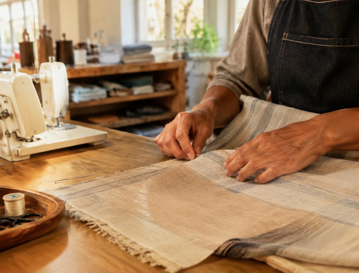 Artisan working with fabric